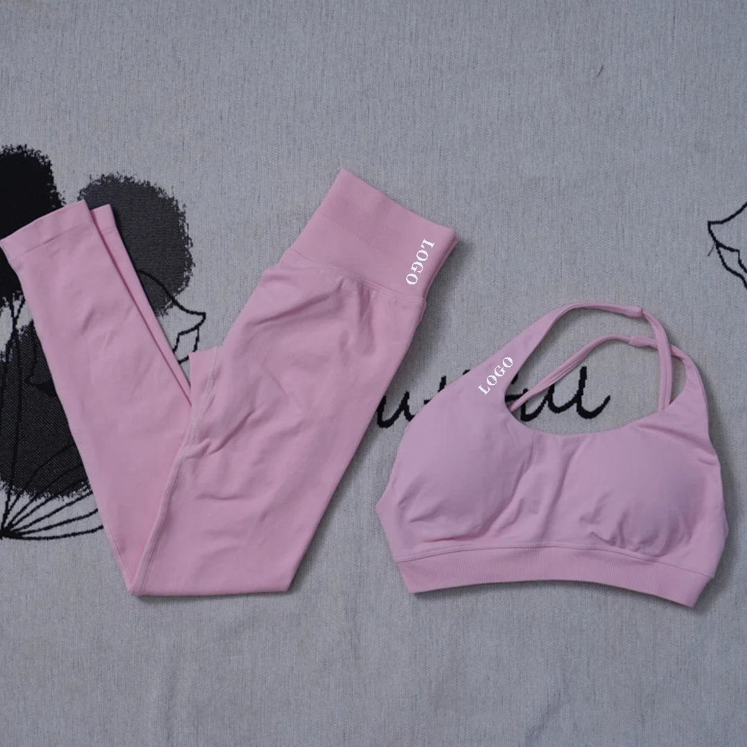 Yoga set Impact Strap Bra Sports Link Gym Running Strap Underwear Ipmact Strap Sports Seamless Bra Link Sports Yoga Sports Set-B