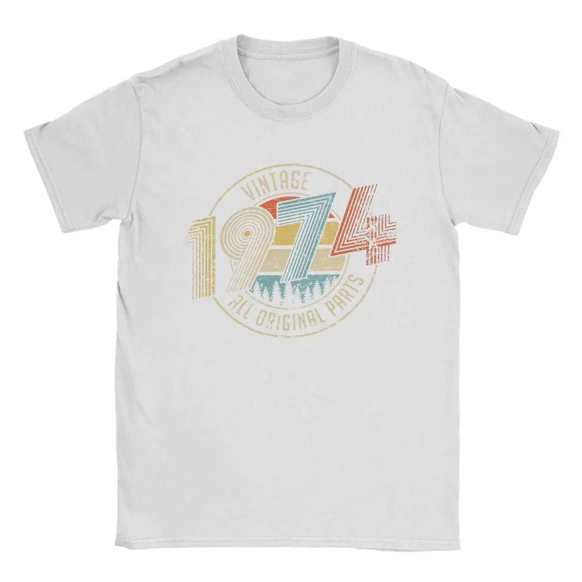 Vintage 1974 All Original Parts T Shirt Men's Cotton Vintage T-Shirts Crewneck 50 Years Old Tees Short Sleeve Clothing Unique