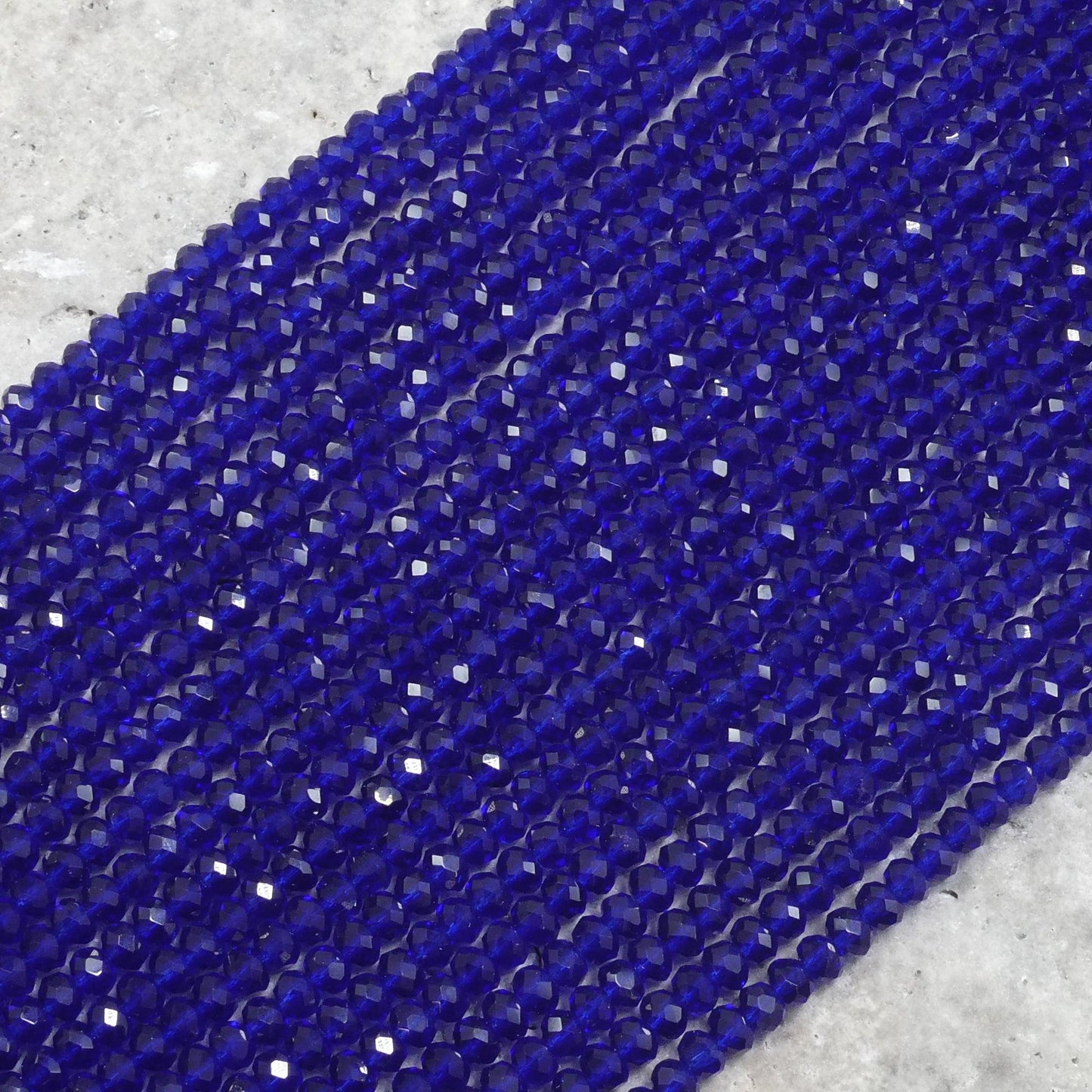 Crystal Faceted Rondelle Cobalt Blue, 2mm 4mm 6mm 8mm