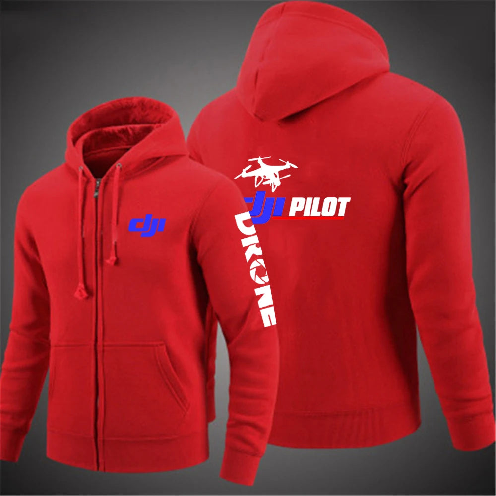 2025 Handsome Long Sleeve Coat Spring And Autumn Man's Versatile Hoodies Dji Drone Pilot Logo Print Comfortable Hooded Jacket