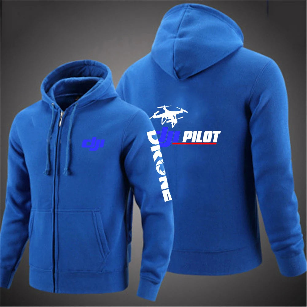 2025 Handsome Long Sleeve Coat Spring And Autumn Man's Versatile Hoodies Dji Drone Pilot Logo Print Comfortable Hooded Jacket