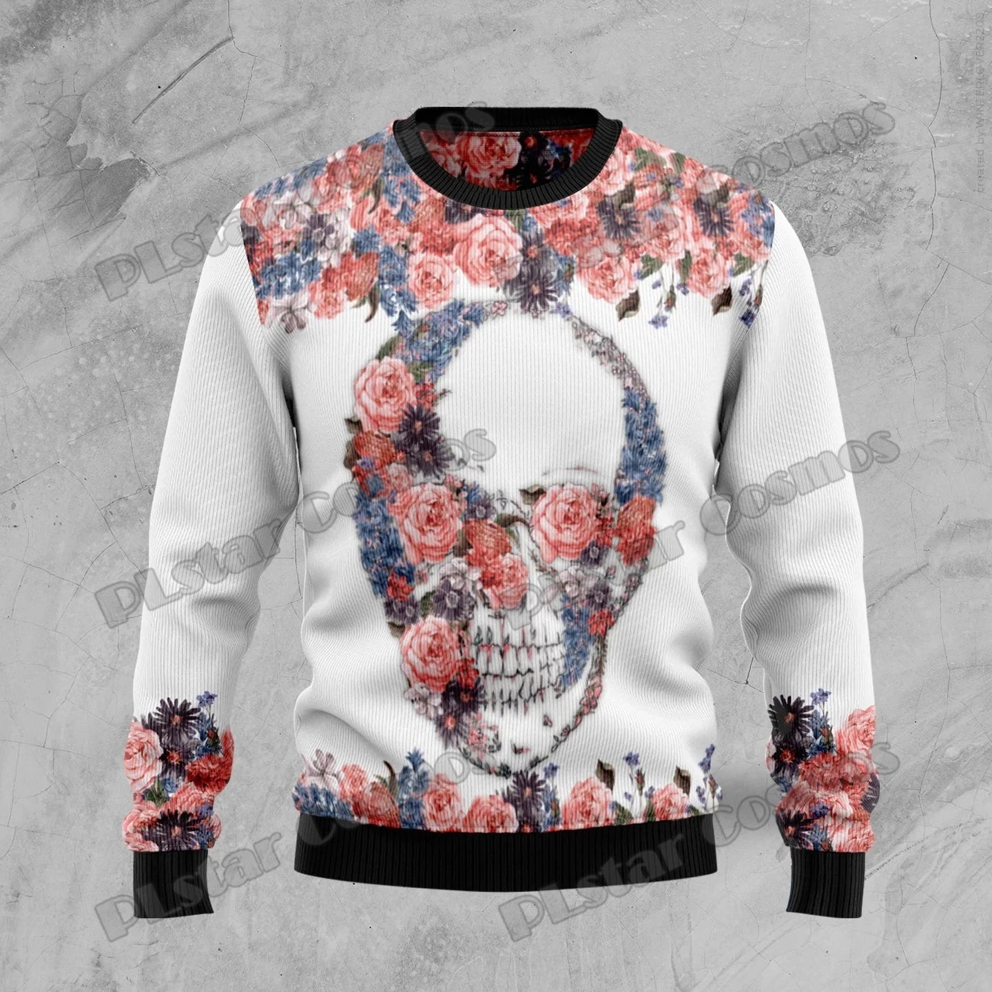 Autumn Winter Unisex Casual Knit Pullover Sweater Skull Yinyang Christmas 3D Printed Men's Ugly Christmas Sweater KMY17