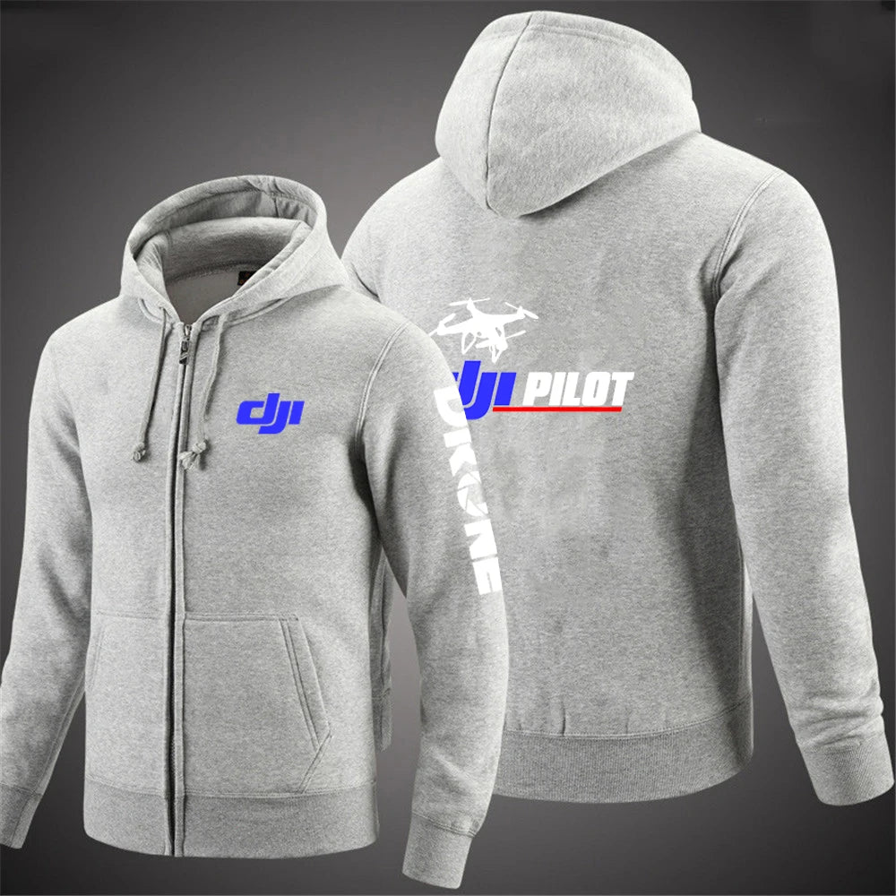 2025 Handsome Long Sleeve Coat Spring And Autumn Man's Versatile Hoodies Dji Drone Pilot Logo Print Comfortable Hooded Jacket
