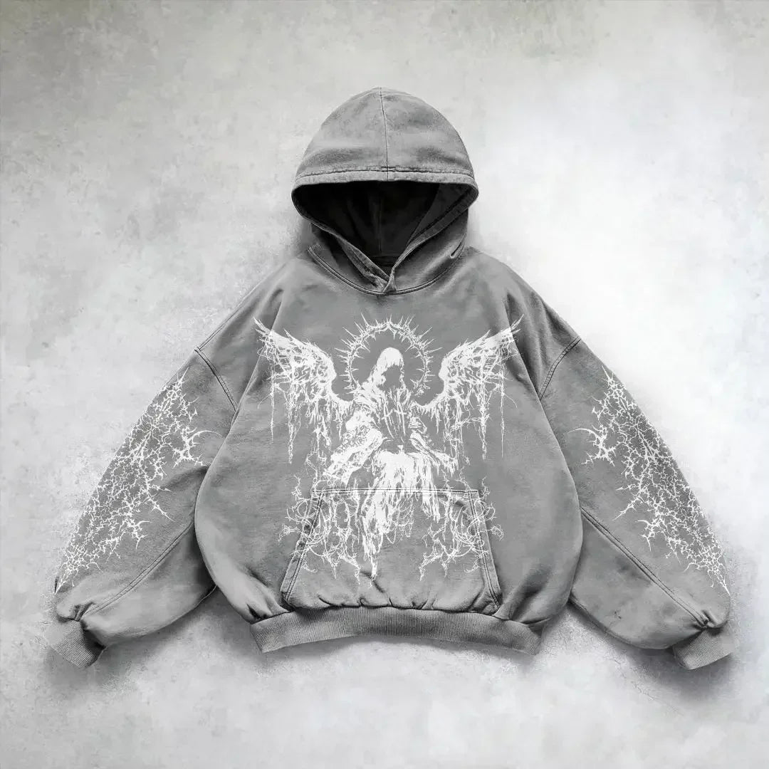 Harajuku gothic clothes sweatshirt hoodie skull wonton print hoodies y2k tops oversized women goth new couples goth streetwear