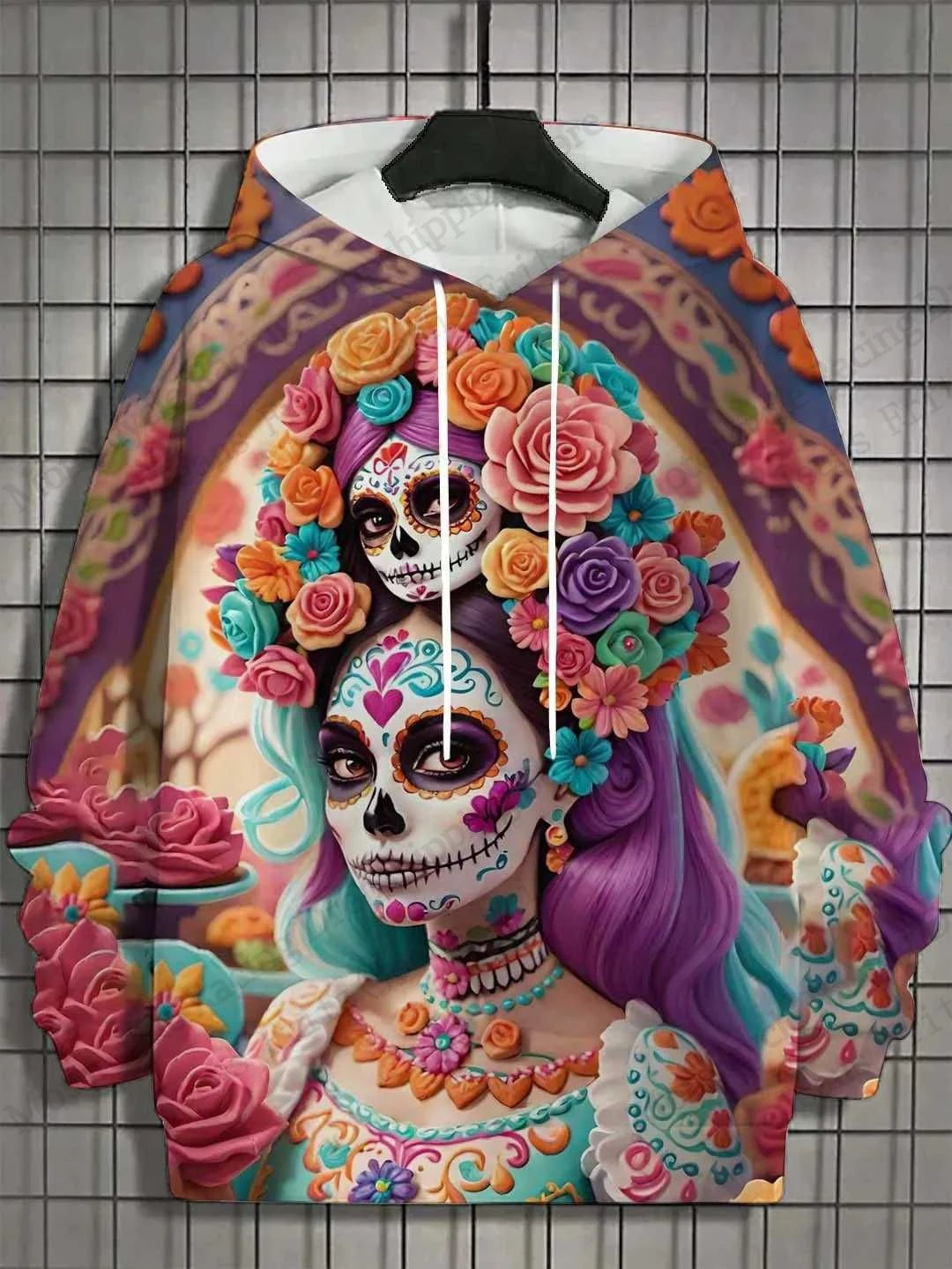 New Halloween Floral 3d Print Hoodie Women Fashion Sexy Girls Hoodies Sweatshirt Women Sweats Skull Coat Harajuku Clothes Female