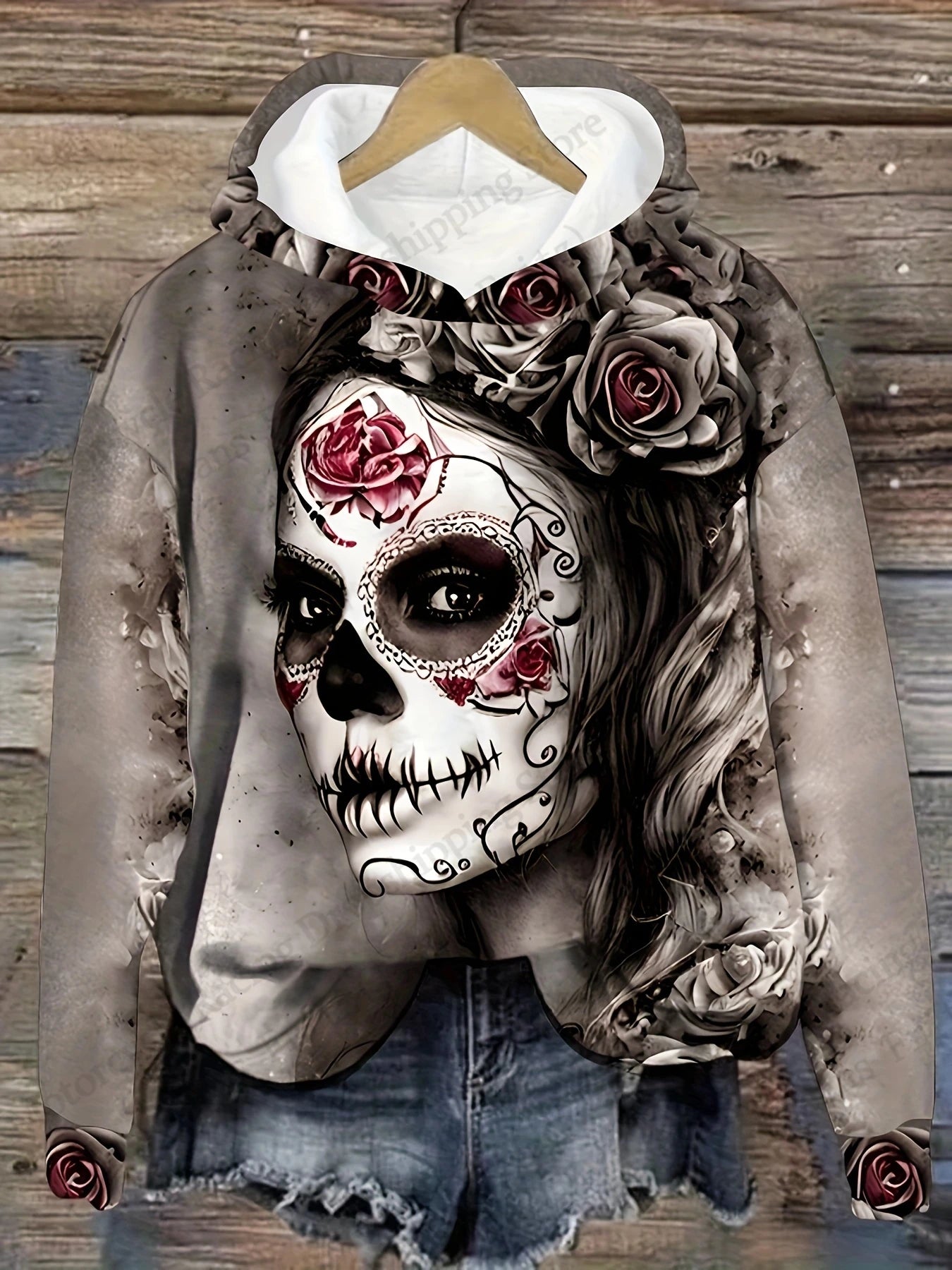 New Halloween Floral 3d Print Hoodie Women Fashion Sexy Girls Hoodies Sweatshirt Women Sweats Skull Coat Harajuku Clothes Female