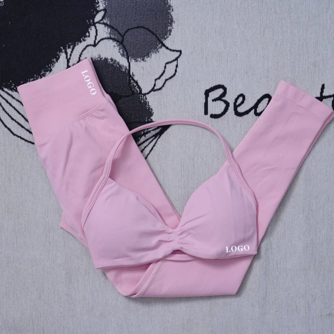 Yoga set Impact Strap Bra Sports Link Gym Running Strap Underwear Ipmact Strap Sports Seamless Bra Link Sports Yoga Sports Set-B