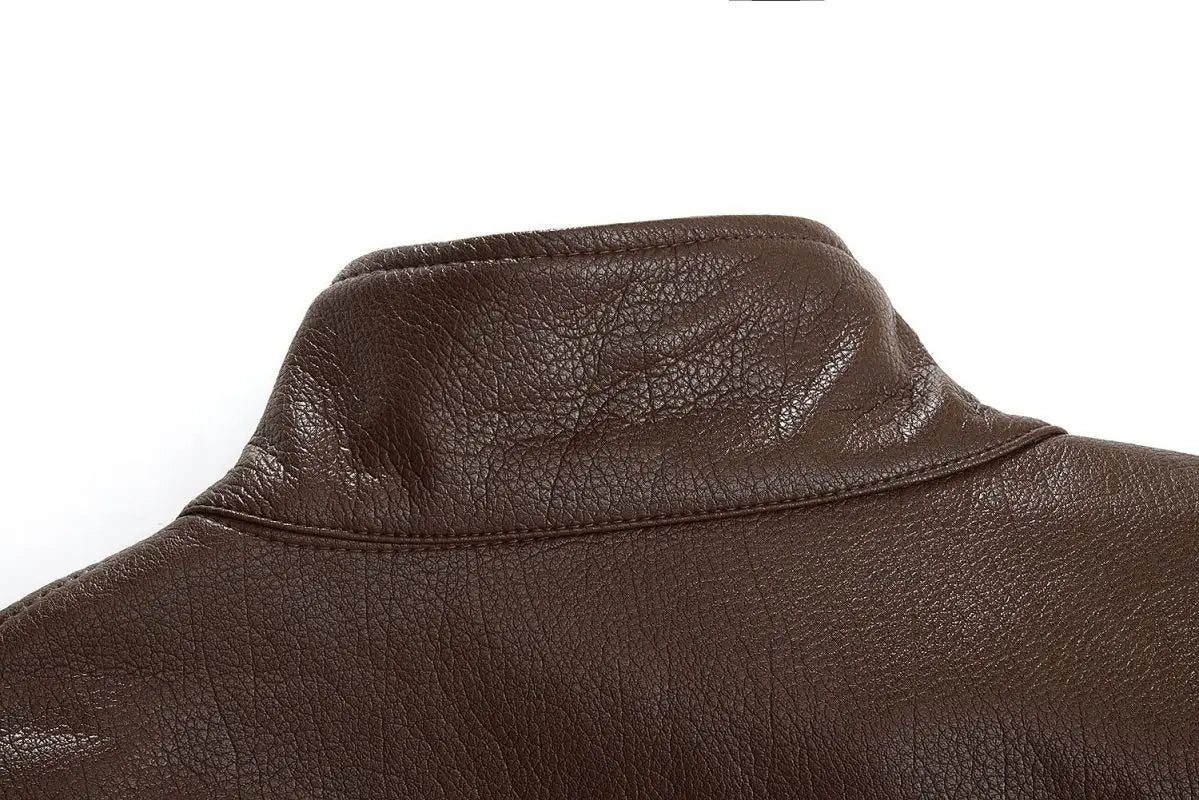 American Maillard coffee color design sense, lace-up and thin leather jacket, huge good-looking autumn wear, Korean coat top