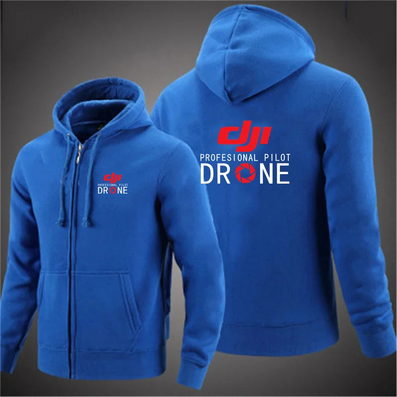 2024 New Dji Professional Pilot Drone Autumn Hooded Sweatshirts Men's Hoodie Cardigan Solid Color Classic Jacket Clothing Tops