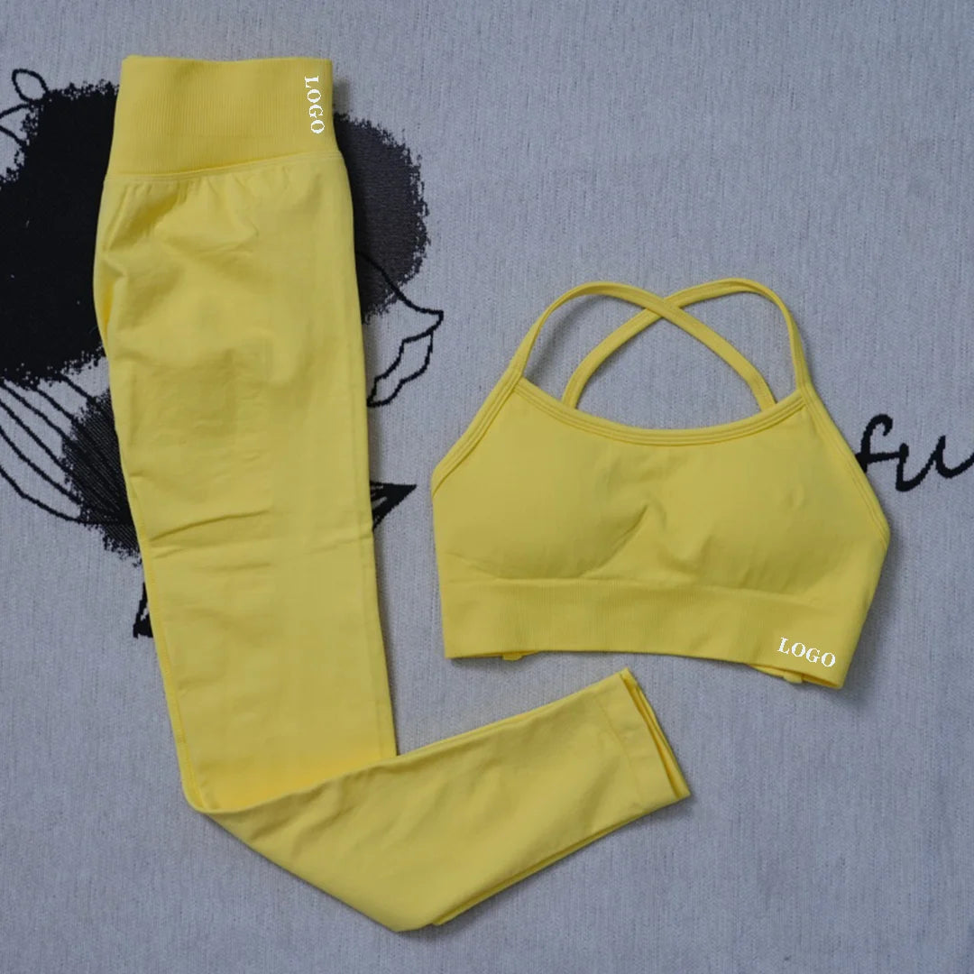 Yoga set Impact Strap Bra Sports Link Gym Running Strap Underwear Ipmact Strap Sports Seamless Bra Link Sports Yoga Sports Set-B