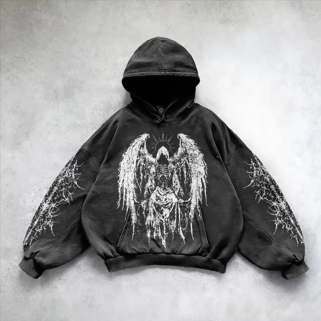 Harajuku gothic clothes sweatshirt hoodie skull wonton print hoodies y2k tops oversized women goth new couples goth streetwear