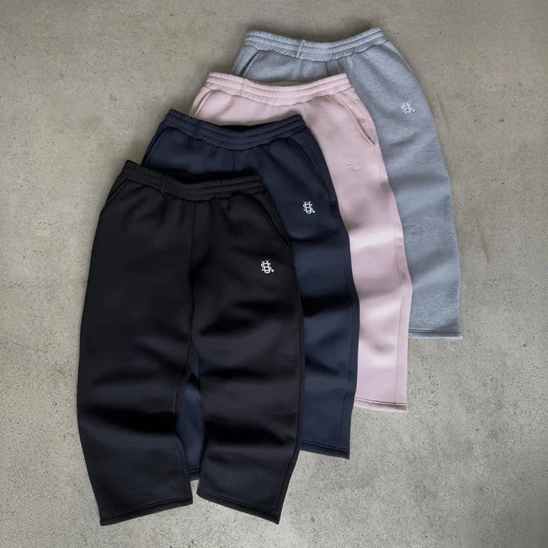 2025 New Men Clothing Tracksuit Hoodie Solid Color Warm Sweater Loose Oversized Sports Suit Pullover Pink Street Fashion