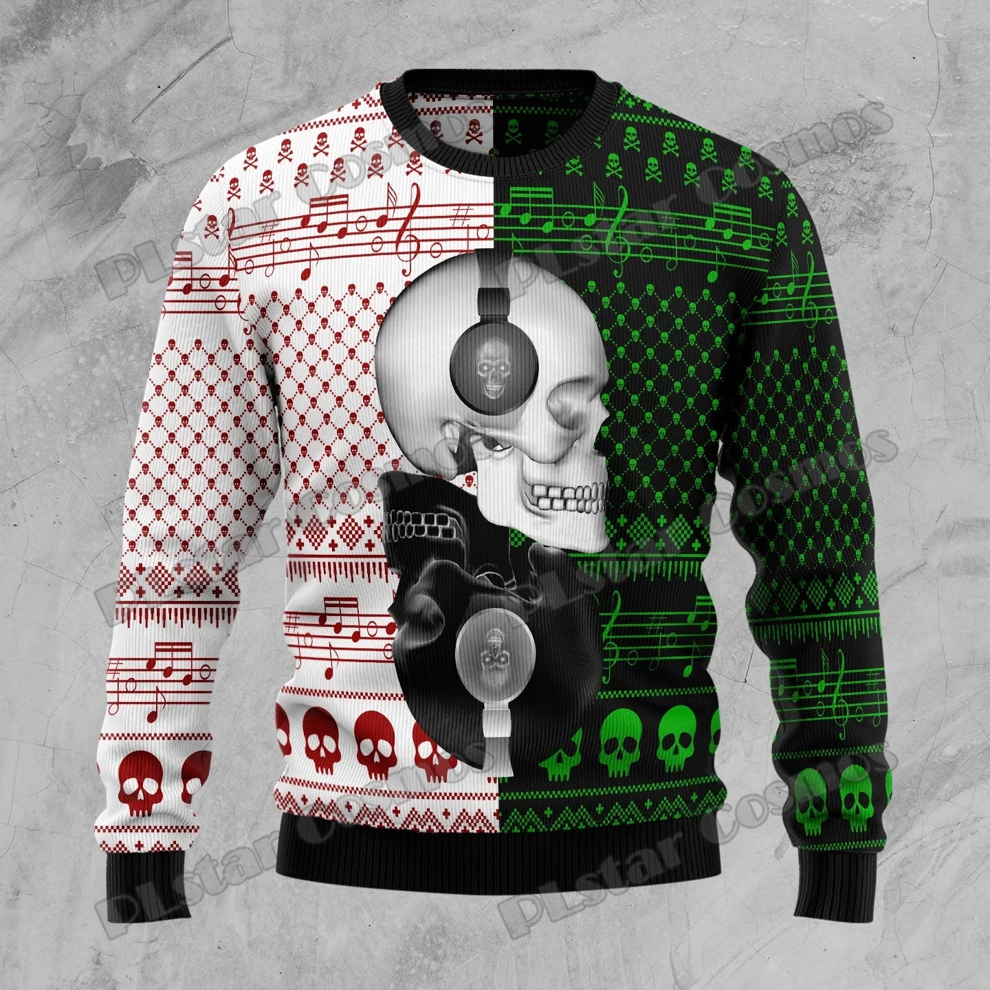 Autumn Winter Unisex Casual Knit Pullover Sweater Skull Yinyang Christmas 3D Printed Men's Ugly Christmas Sweater KMY17