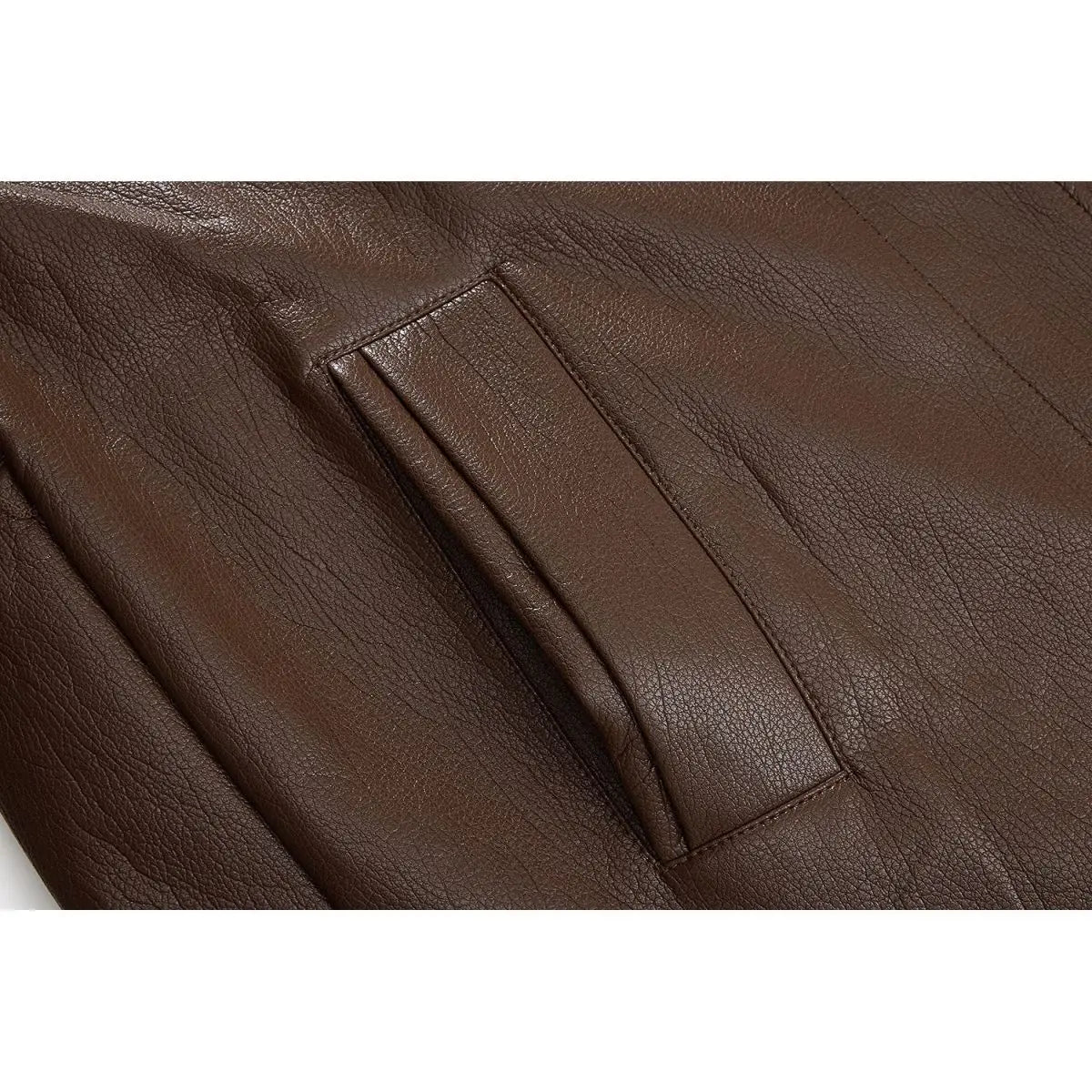 American Maillard coffee color design sense, lace-up and thin leather jacket, huge good-looking autumn wear, Korean coat top