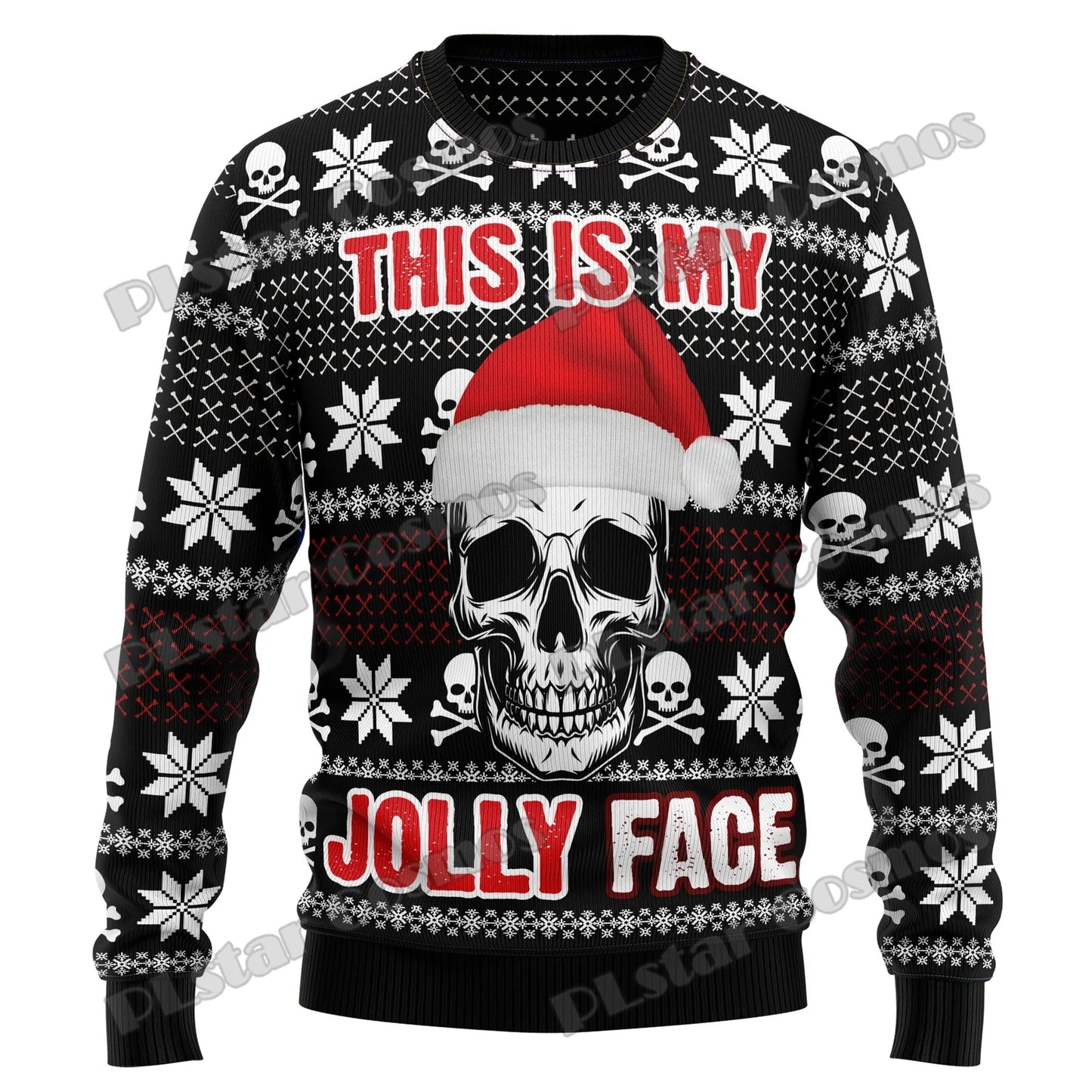 Autumn Winter Unisex Casual Knit Pullover Sweater Skull Yinyang Christmas 3D Printed Men's Ugly Christmas Sweater KMY17