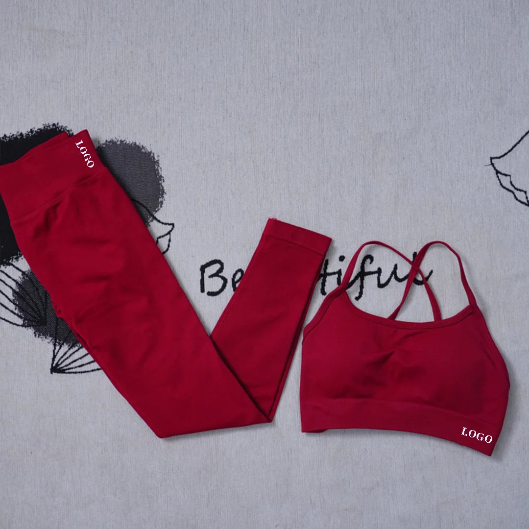 Yoga set Impact Strap Bra Sports Link Gym Running Strap Underwear Ipmact Strap Sports Seamless Bra Link Sports Yoga Sports Set-B