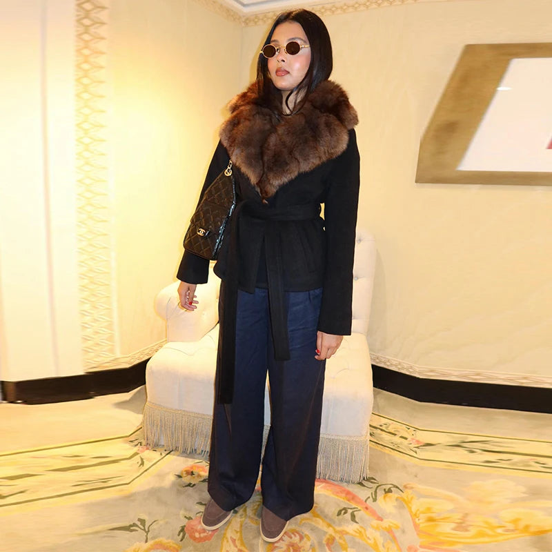 Street Faux Fur Patchwork Cropped Coats Women Loose Lapel Full Sleeve Pockets Warm Jackets 2025 Winter Lady Fashion Outwear