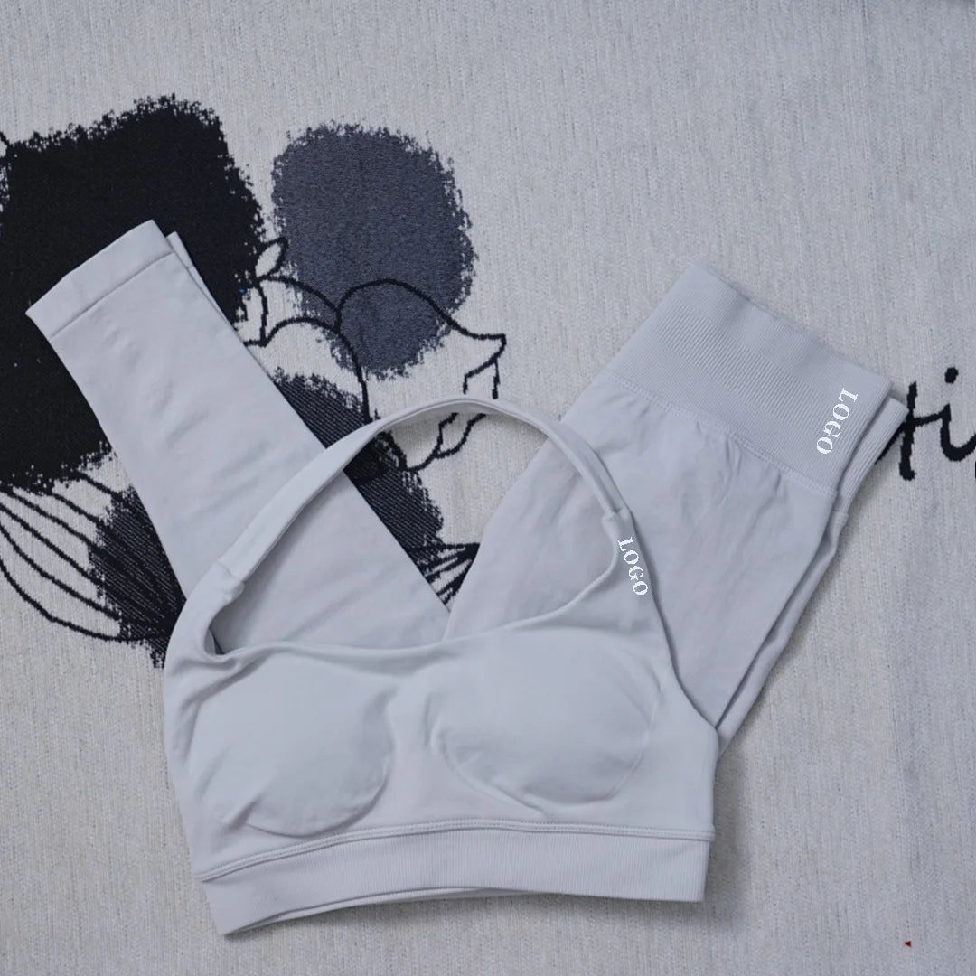 Yoga set Impact Strap Bra Sports Link Gym Running Strap Underwear Ipmact Strap Sports Seamless Bra Link Sports Yoga Sports Set-B