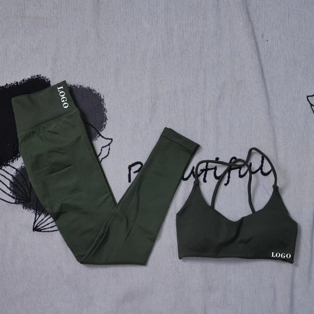 Yoga set Impact Strap Bra Sports Link Gym Running Strap Underwear Ipmact Strap Sports Seamless Bra Link Sports Yoga Sports Set-B