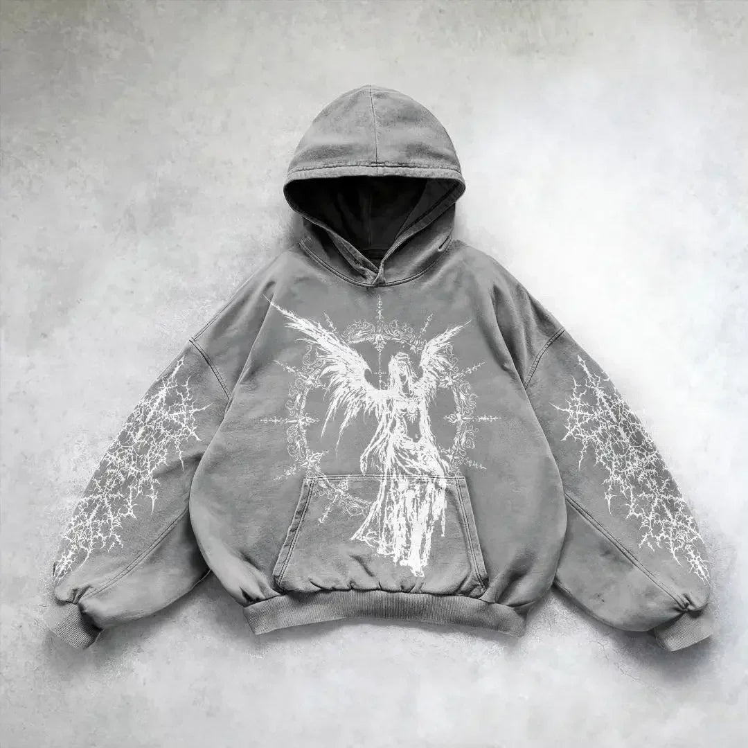 Harajuku gothic clothes sweatshirt hoodie skull wonton print hoodies y2k tops oversized women goth new couples goth streetwear