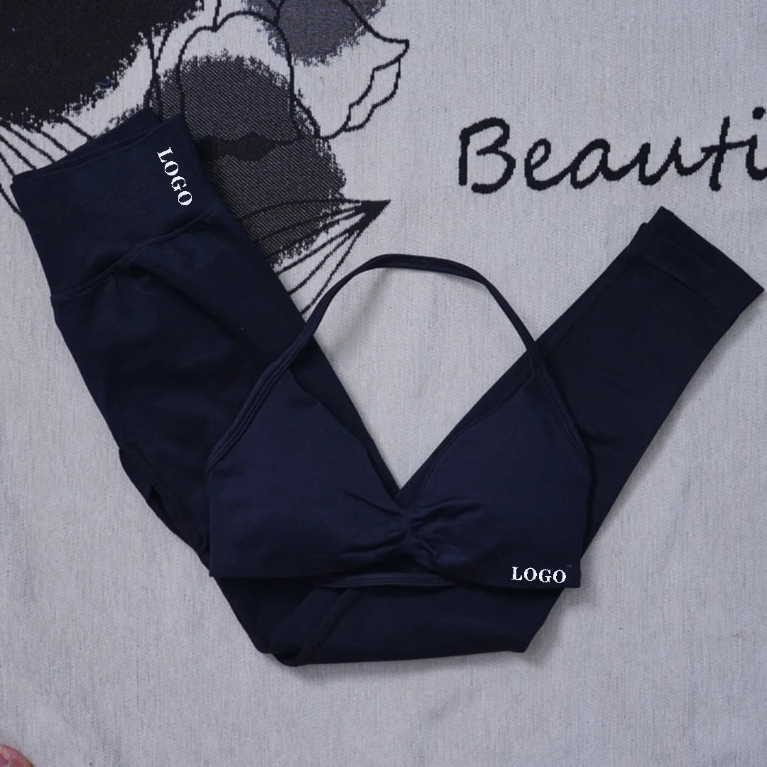 Yoga set Impact Strap Bra Sports Link Gym Running Strap Underwear Ipmact Strap Sports Seamless Bra Link Sports Yoga Sports Set-B