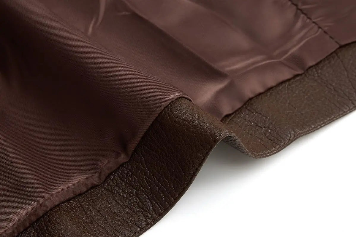 American Maillard coffee color design sense, lace-up and thin leather jacket, huge good-looking autumn wear, Korean coat top