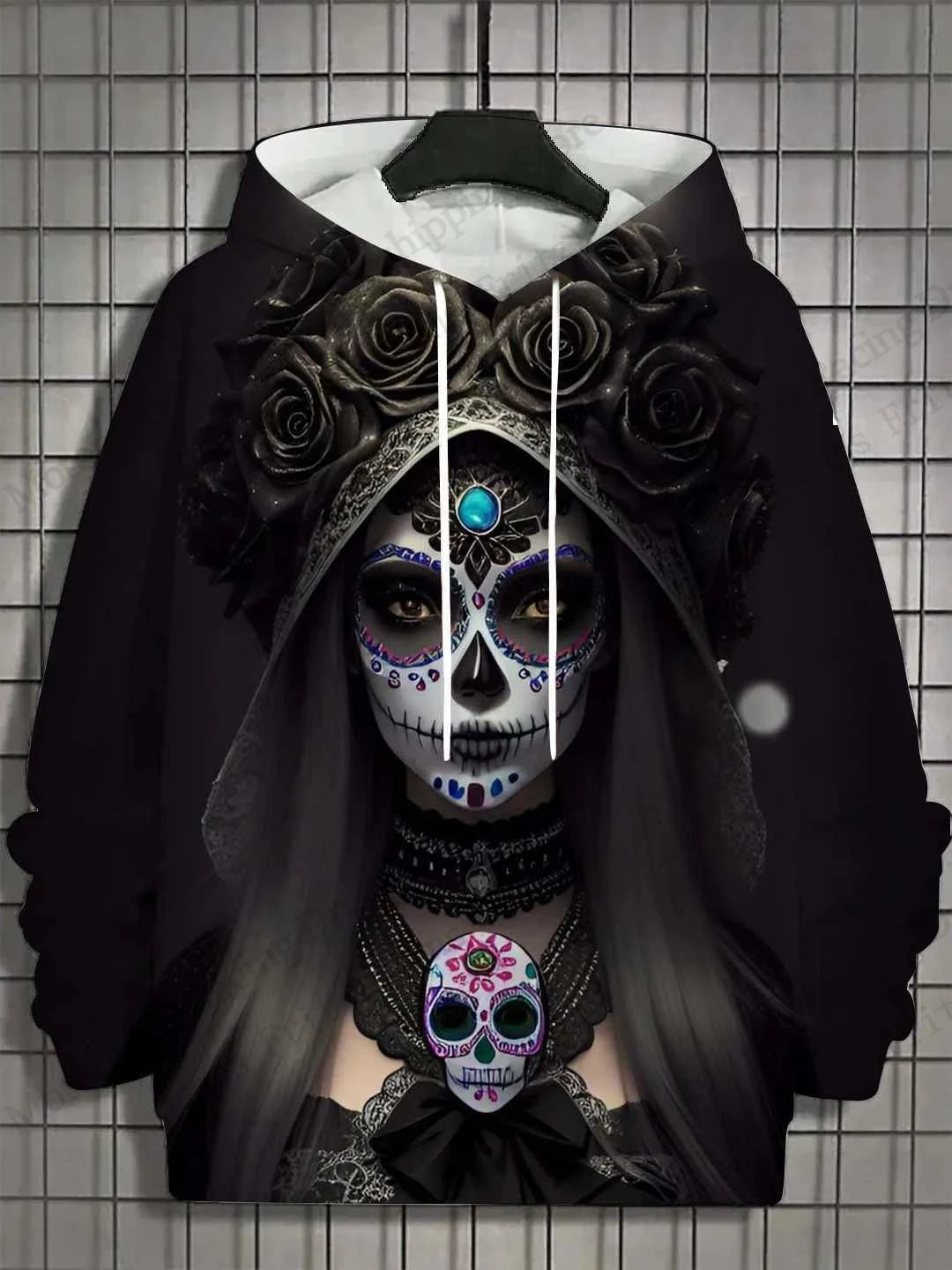 New Halloween Floral 3d Print Hoodie Women Fashion Sexy Girls Hoodies Sweatshirt Women Sweats Skull Coat Harajuku Clothes Female