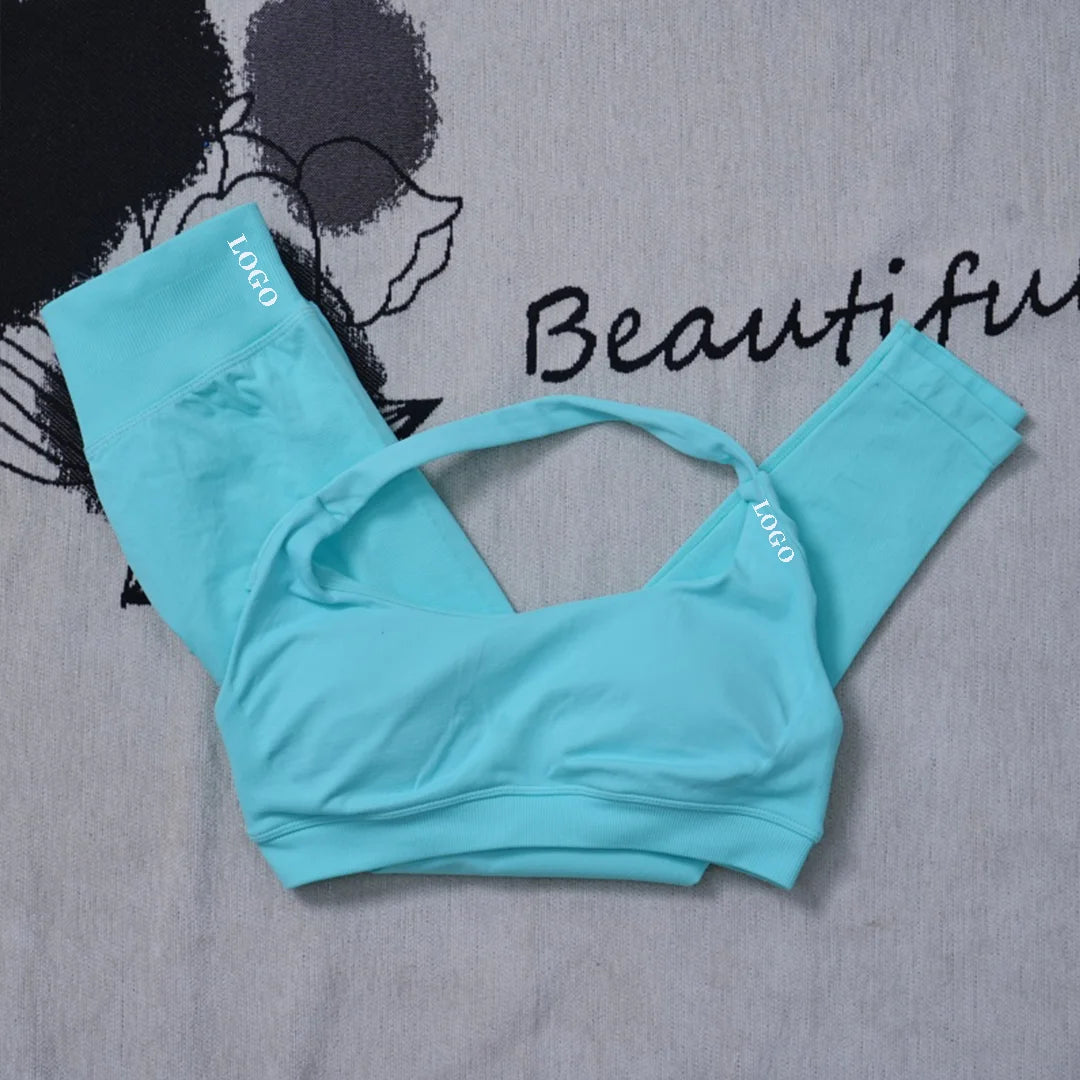 Yoga set Impact Strap Bra Sports Link Gym Running Strap Underwear Ipmact Strap Sports Seamless Bra Link Sports Yoga Sports Set-B