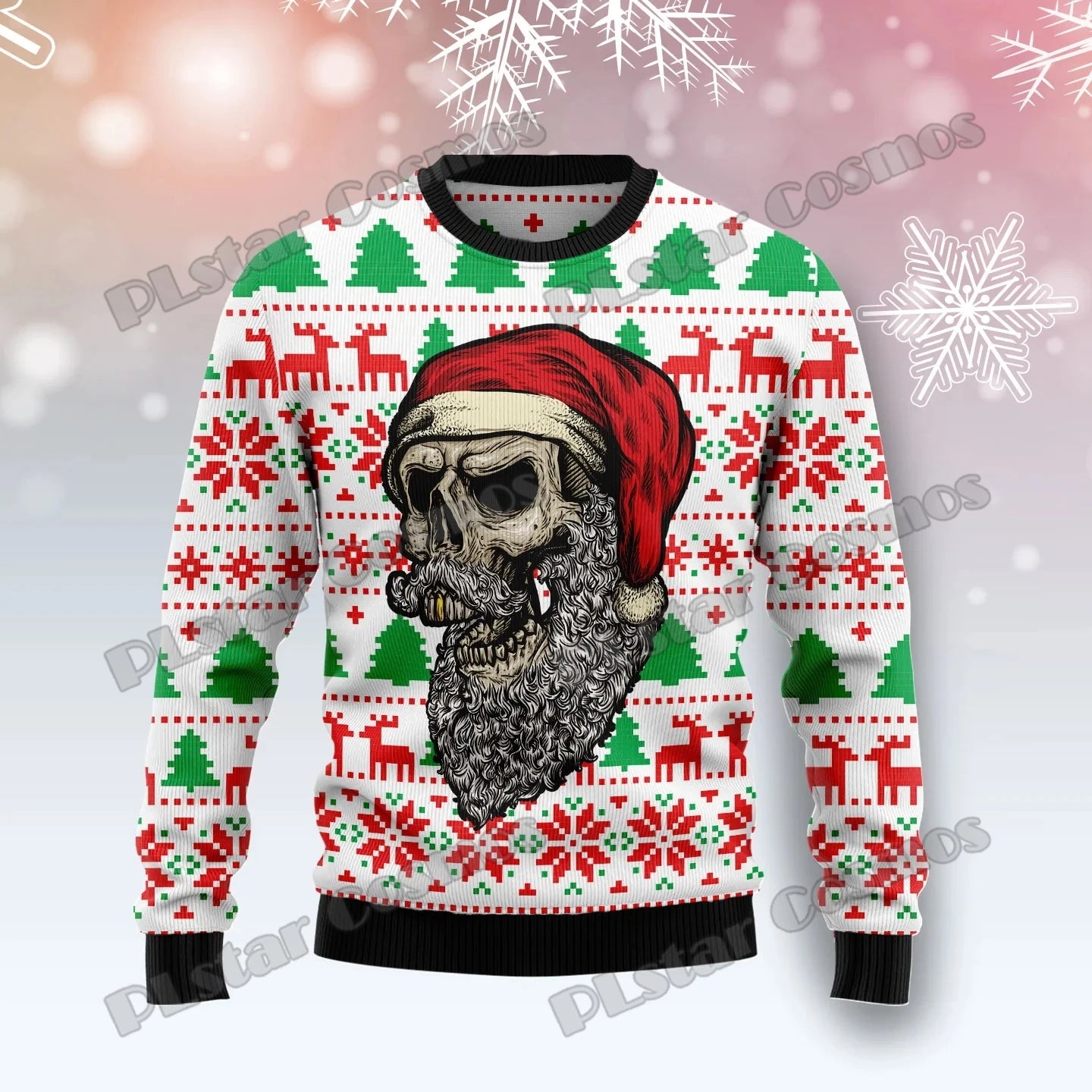 Autumn Winter Unisex Casual Knit Pullover Sweater Skull Yinyang Christmas 3D Printed Men's Ugly Christmas Sweater KMY17