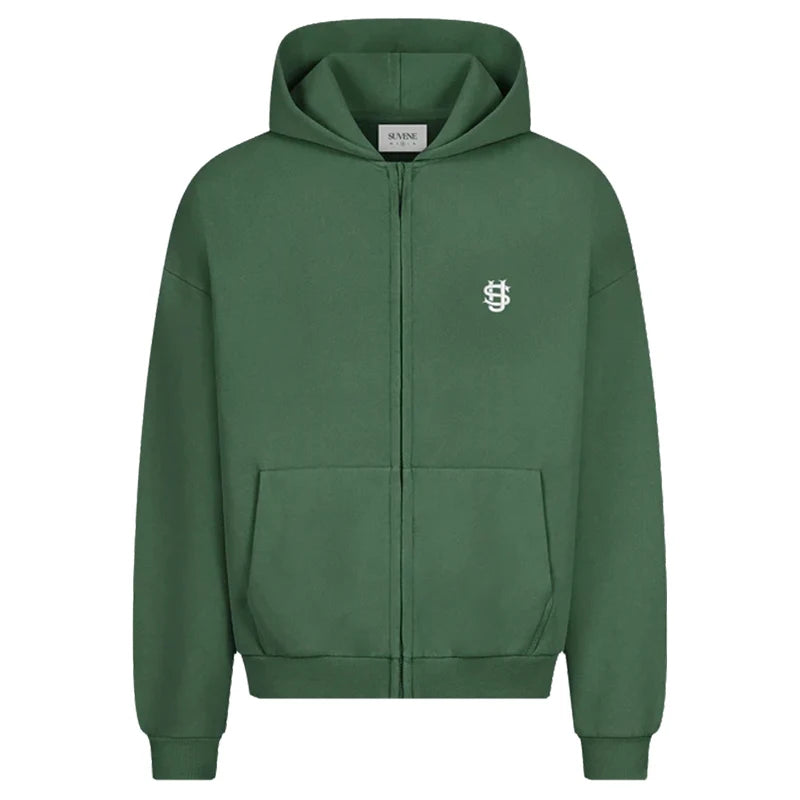 2025 New Men Clothing Tracksuit Hoodie Solid Color Warm Sweater Loose Oversized Sports Suit Pullover Pink Street Fashion