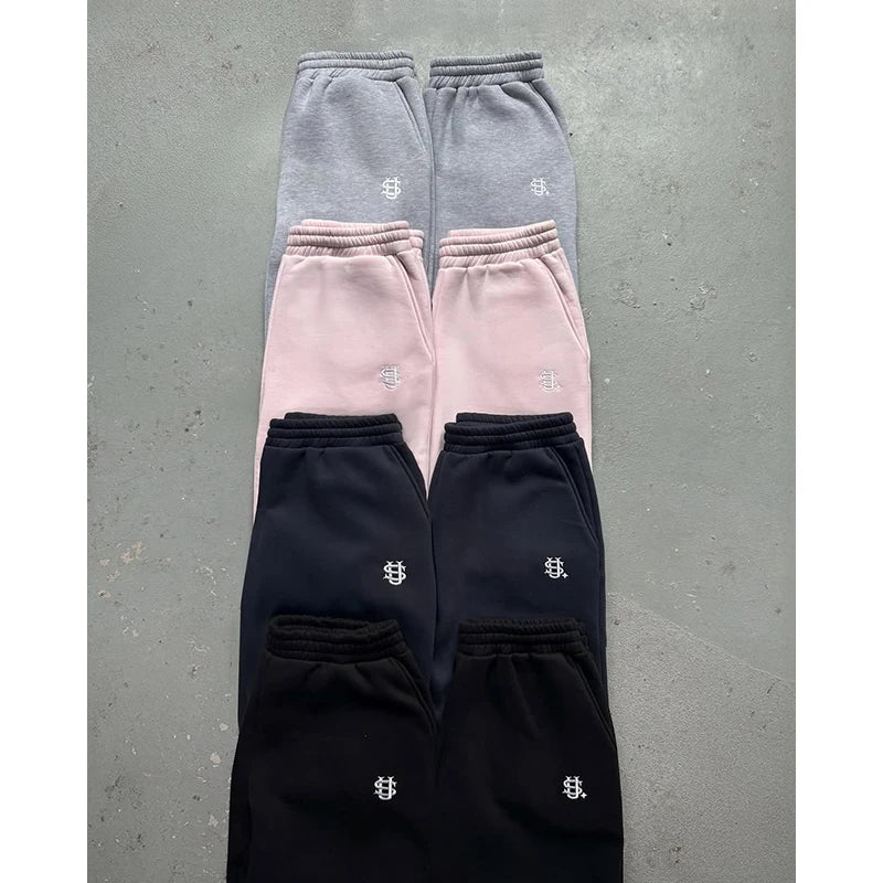 2025 New Men Clothing Tracksuit Hoodie Solid Color Warm Sweater Loose Oversized Sports Suit Pullover Pink Street Fashion