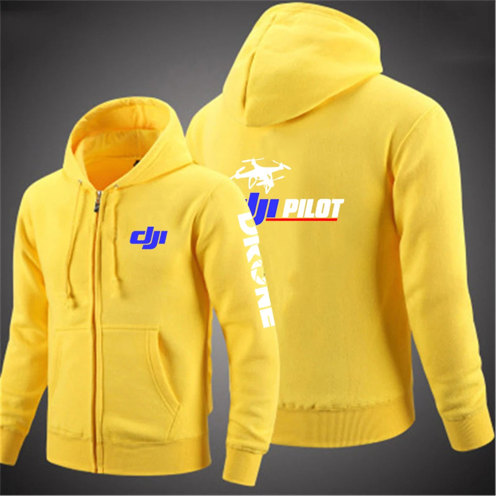 2025 Handsome Long Sleeve Coat Spring And Autumn Man's Versatile Hoodies Dji Drone Pilot Logo Print Comfortable Hooded Jacket