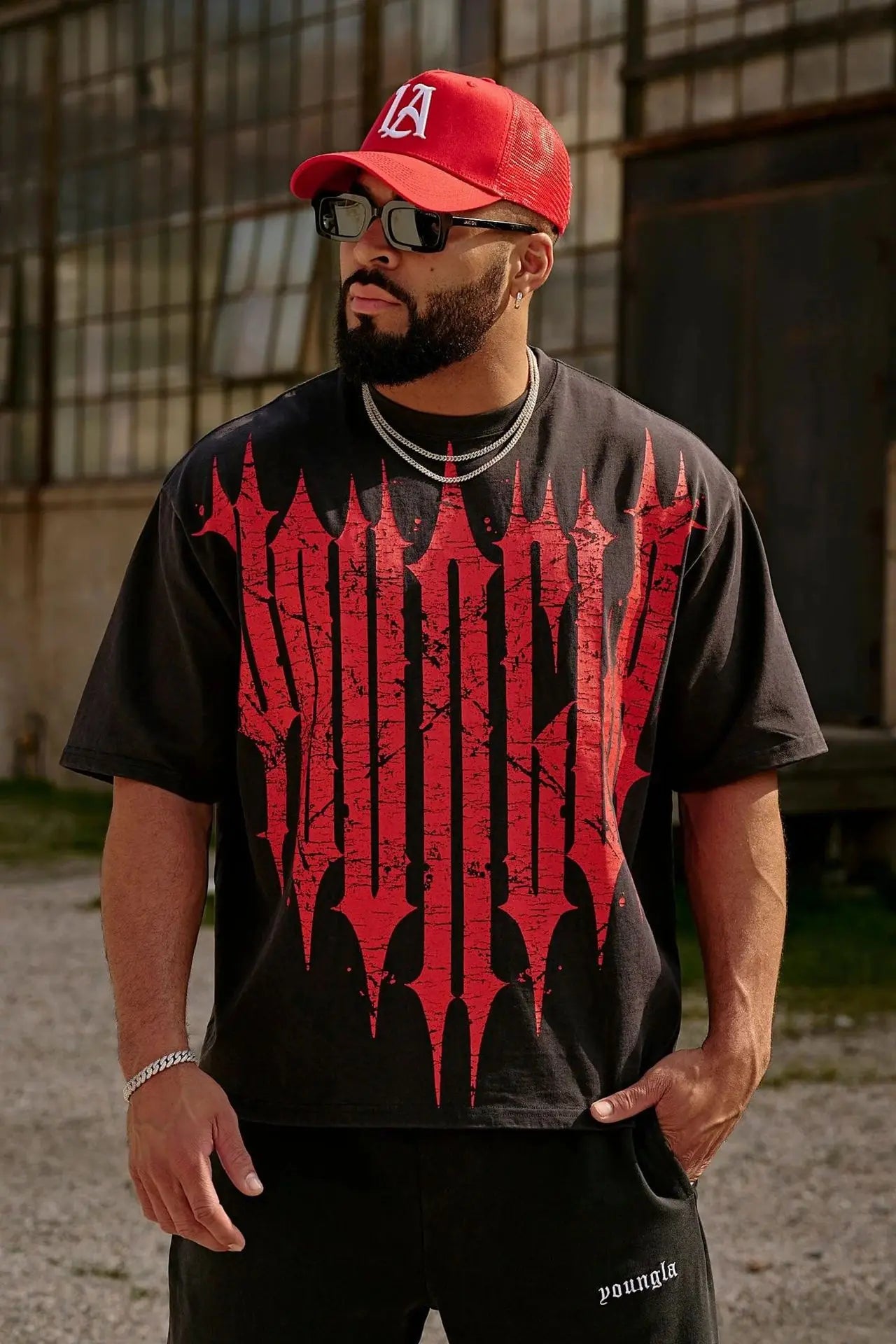 YA Men's Joggers Oversized fallow T-Shirt Summer Sports Fitness Cotton printing Short Sleeve Gym Running Training Short sleeve