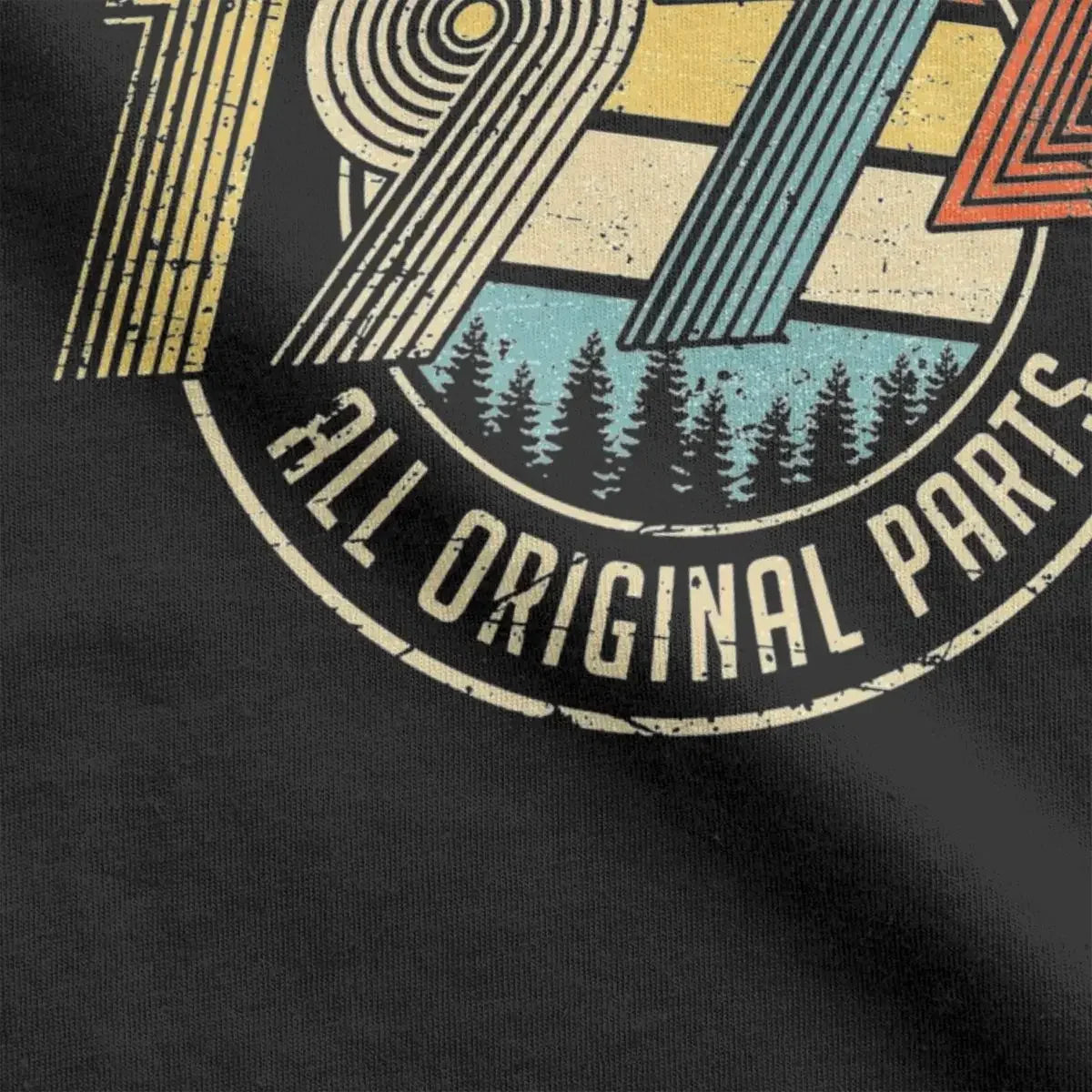 Vintage 1974 All Original Parts T Shirt Men's Cotton Vintage T-Shirts Crewneck 50 Years Old Tees Short Sleeve Clothing Unique