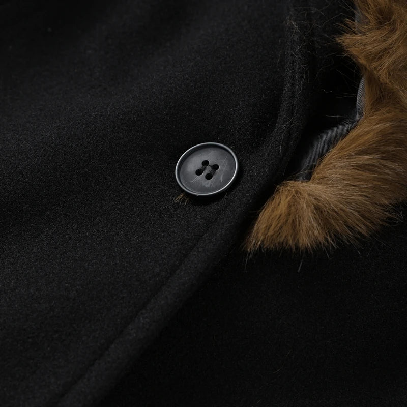 Street Faux Fur Patchwork Cropped Coats Women Loose Lapel Full Sleeve Pockets Warm Jackets 2025 Winter Lady Fashion Outwear