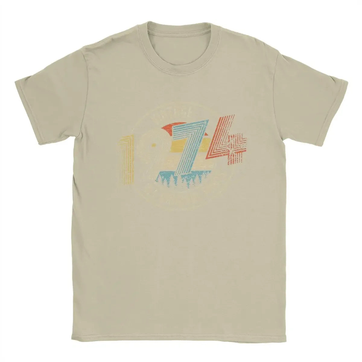Vintage 1974 All Original Parts T Shirt Men's Cotton Vintage T-Shirts Crewneck 50 Years Old Tees Short Sleeve Clothing Unique