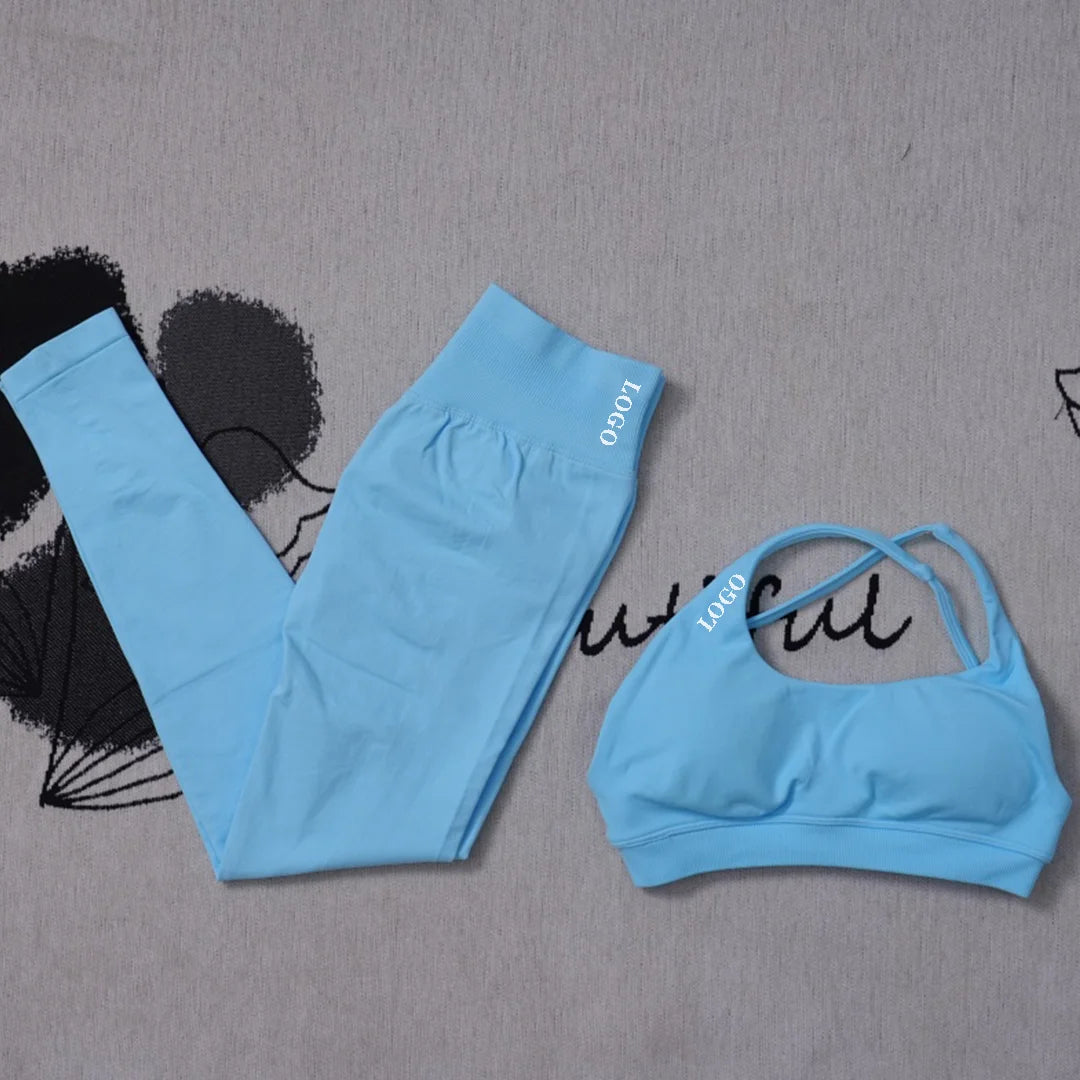 Yoga set Impact Strap Bra Sports Link Gym Running Strap Underwear Ipmact Strap Sports Seamless Bra Link Sports Yoga Sports Set-B