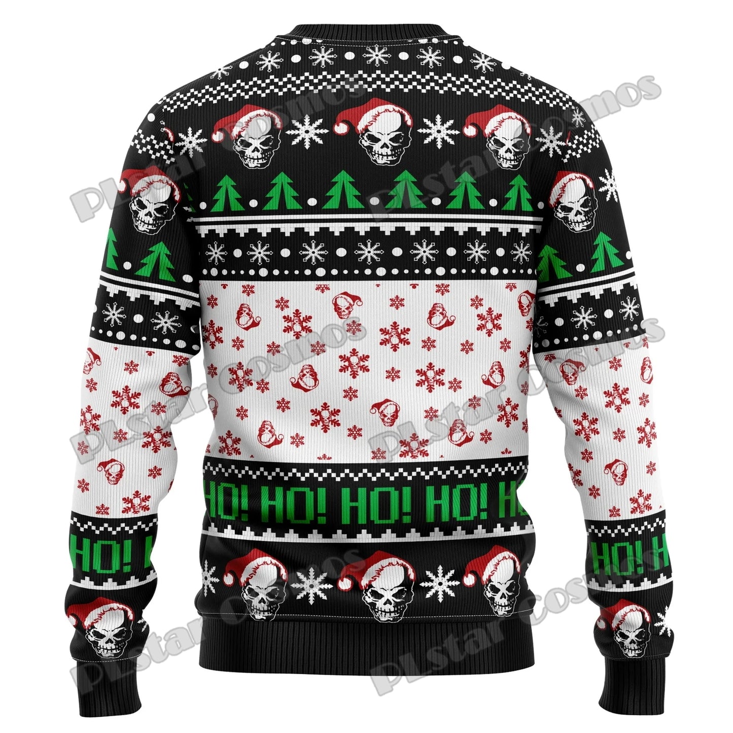 Autumn Winter Unisex Casual Knit Pullover Sweater Skull Pine Tree Christmas 3D Printed Men's Ugly Christmas Sweater KMY15