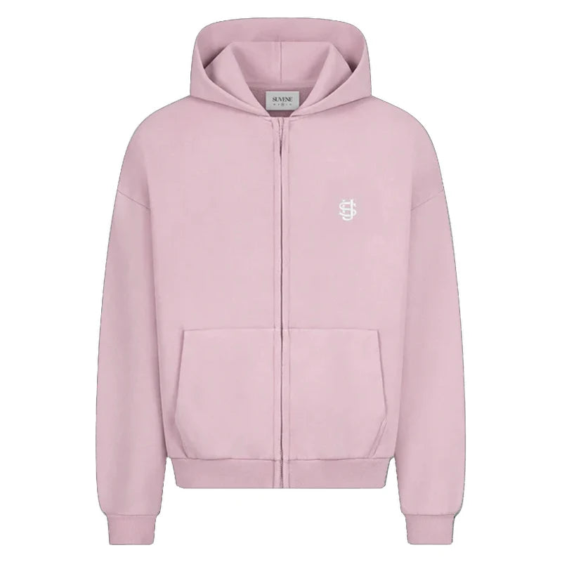 2025 New Men Clothing Tracksuit Hoodie Solid Color Warm Sweater Loose Oversized Sports Suit Pullover Pink Street Fashion