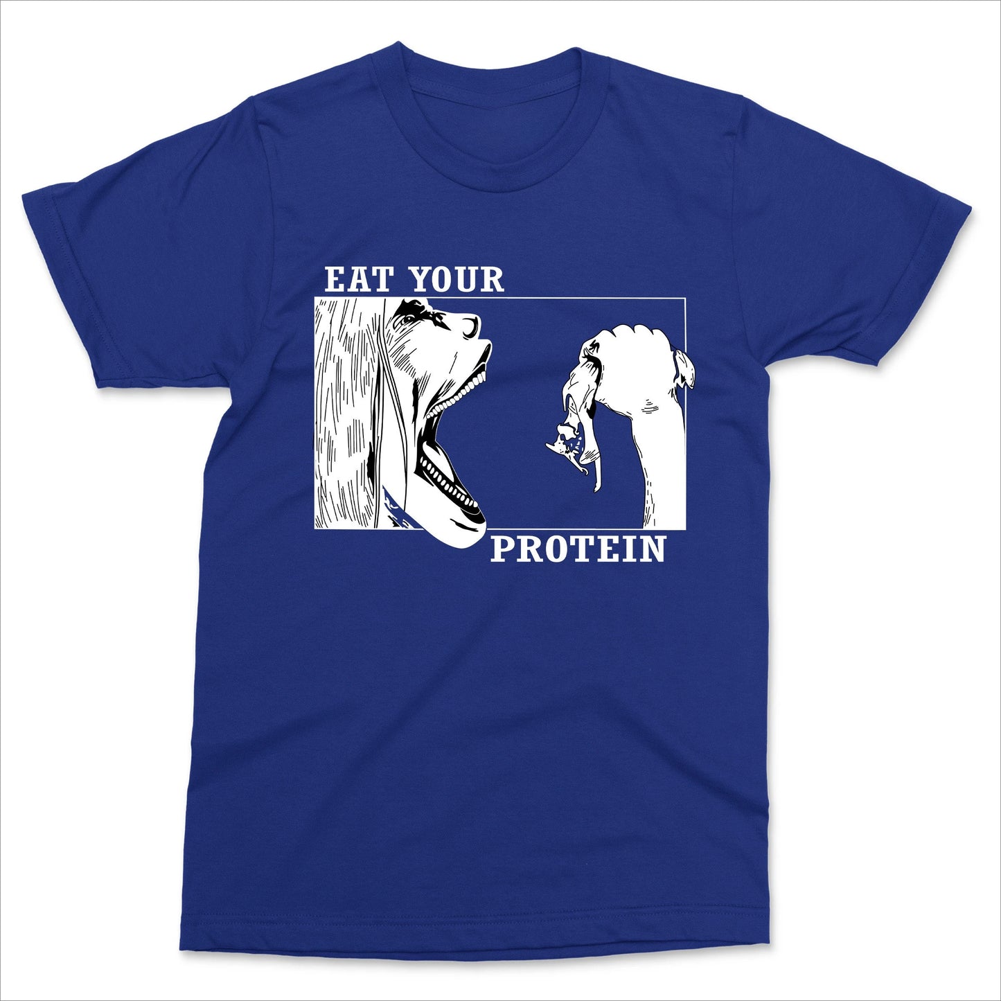 Vintage Funny Eat Your Protein Anime Gym Pump Bodybuilding Fitness T-Shirt Men Women Cotton Tees T Shirts Printing Clothes Top