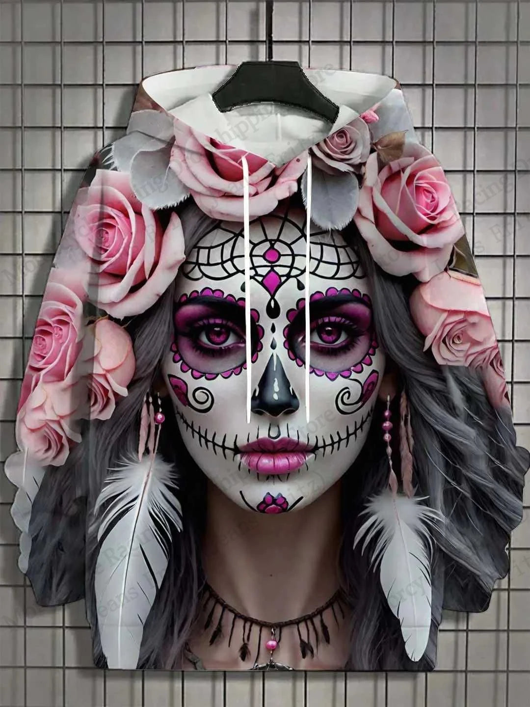 New Halloween Floral 3d Print Hoodie Women Fashion Sexy Girls Hoodies Sweatshirt Women Sweats Skull Coat Harajuku Clothes Female