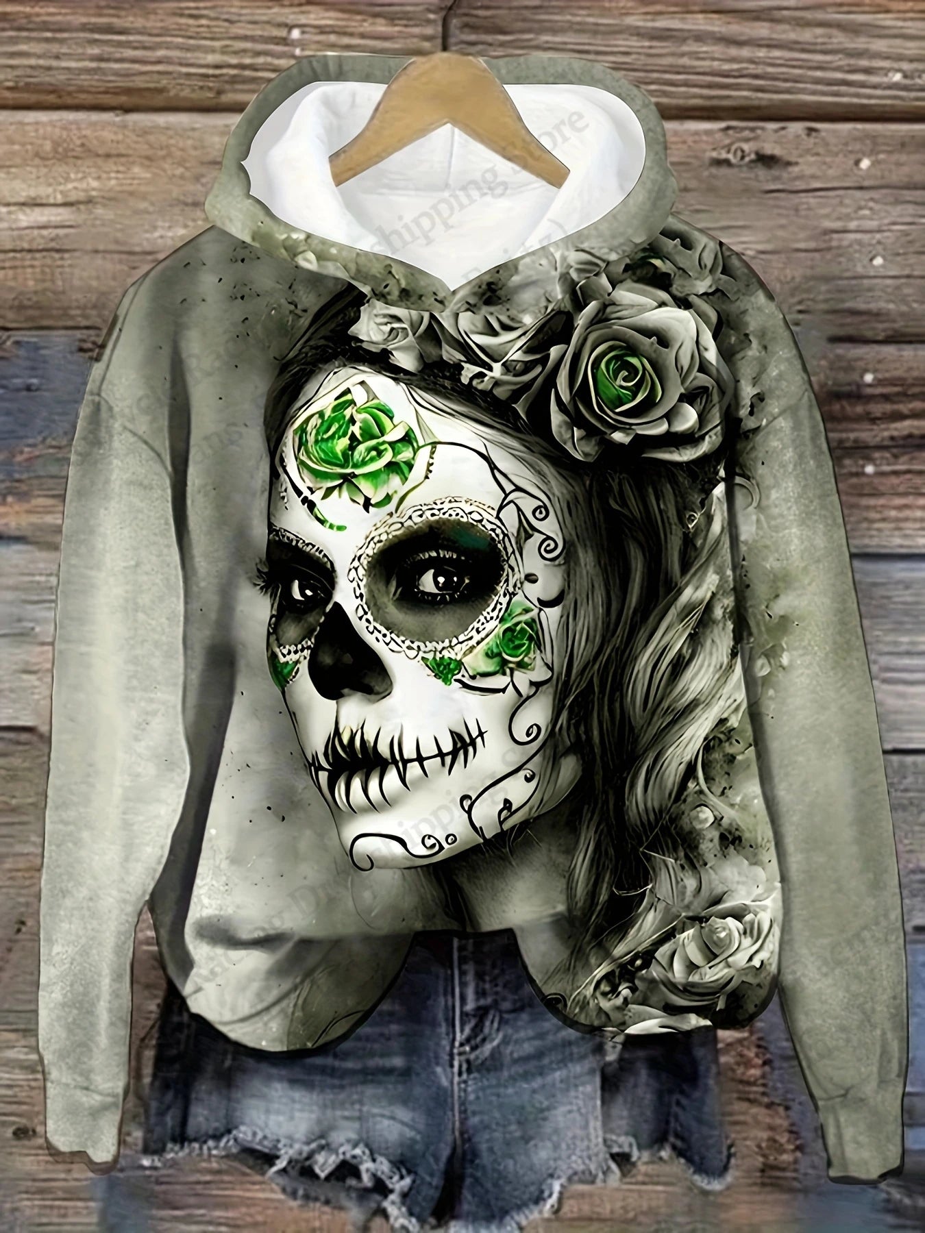 New Halloween Floral 3d Print Hoodie Women Fashion Sexy Girls Hoodies Sweatshirt Women Sweats Skull Coat Harajuku Clothes Female