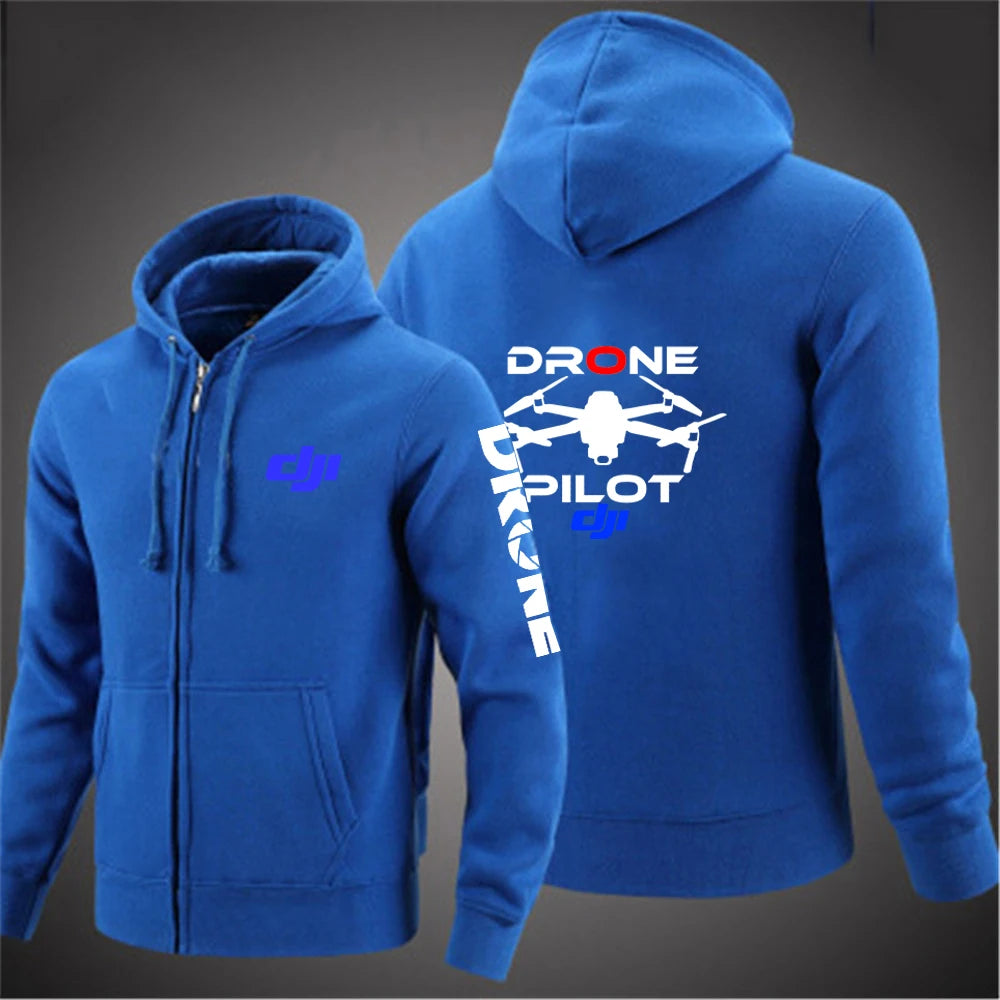 2025 Handsome Long Sleeve Coat Spring And Autumn Man's Versatile Hoodies Dji Drone Pilot Logo Print Comfortable Hooded Jacket