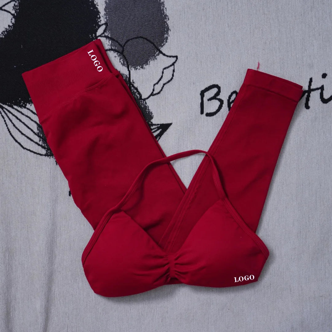 Yoga set Impact Strap Bra Sports Link Gym Running Strap Underwear Ipmact Strap Sports Seamless Bra Link Sports Yoga Sports Set-B