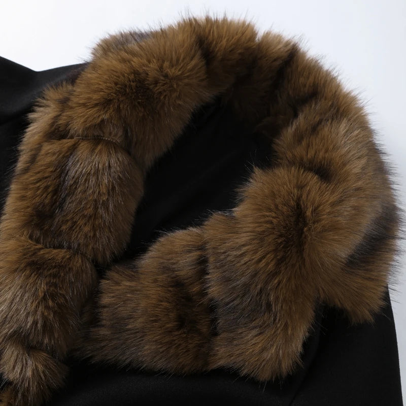 Street Faux Fur Patchwork Cropped Coats Women Loose Lapel Full Sleeve Pockets Warm Jackets 2025 Winter Lady Fashion Outwear