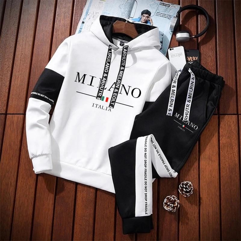 Sports Casual Daily Men's Tracksuit Outdoor Hot Sale Hooded Autumn Winter Single Piece Sweatshirt And Sweatpants Comfort Jogging