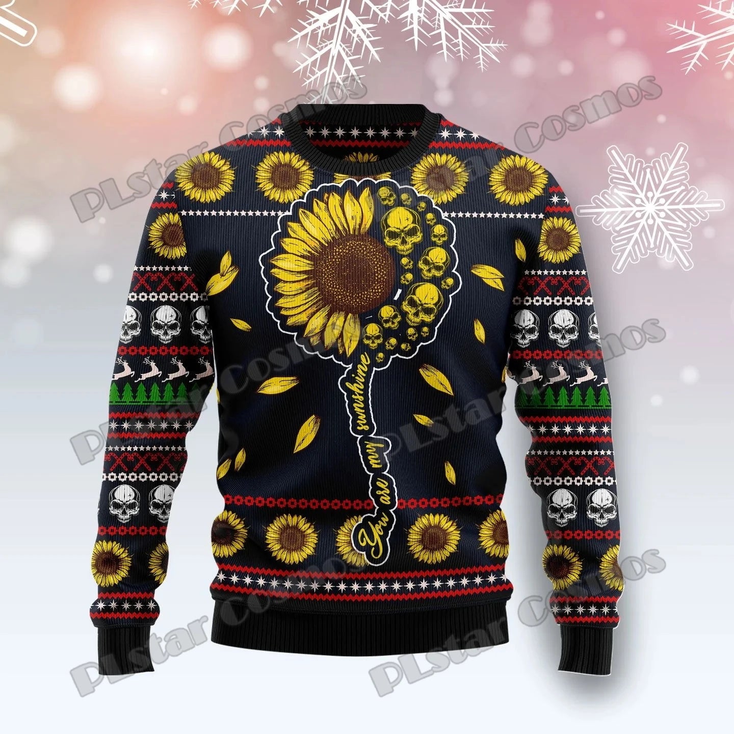 Autumn Winter Unisex Casual Knit Pullover Sweater Skull Yinyang Christmas 3D Printed Men's Ugly Christmas Sweater KMY17