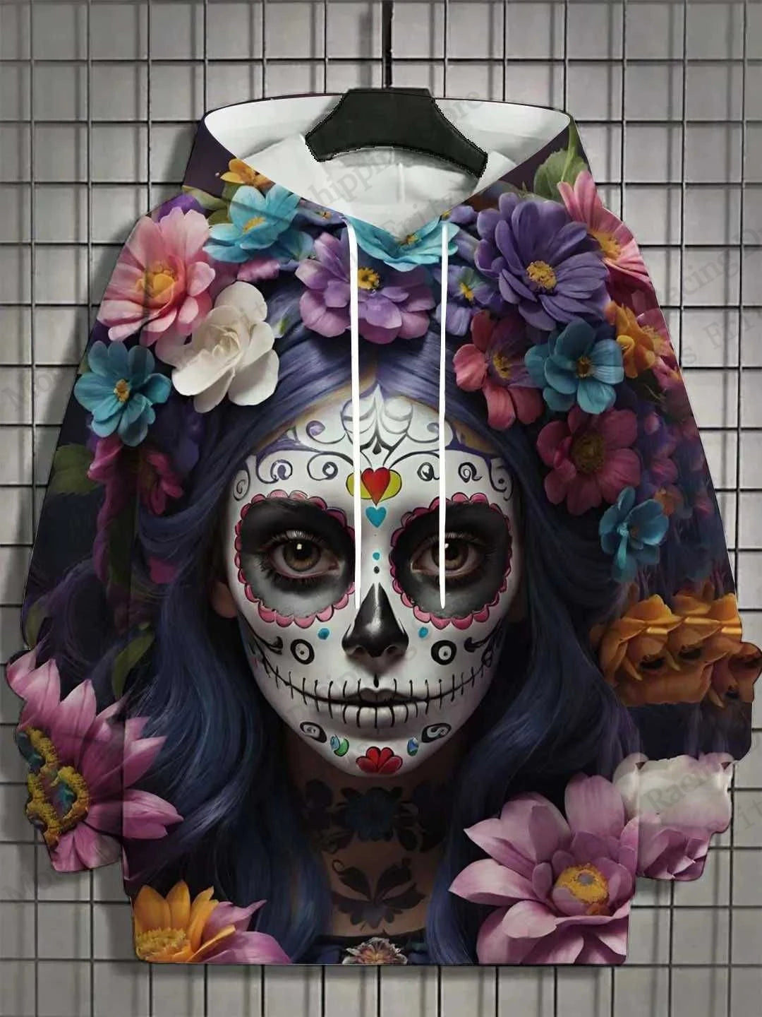 New Halloween Floral 3d Print Hoodie Women Fashion Sexy Girls Hoodies Sweatshirt Women Sweats Skull Coat Harajuku Clothes Female