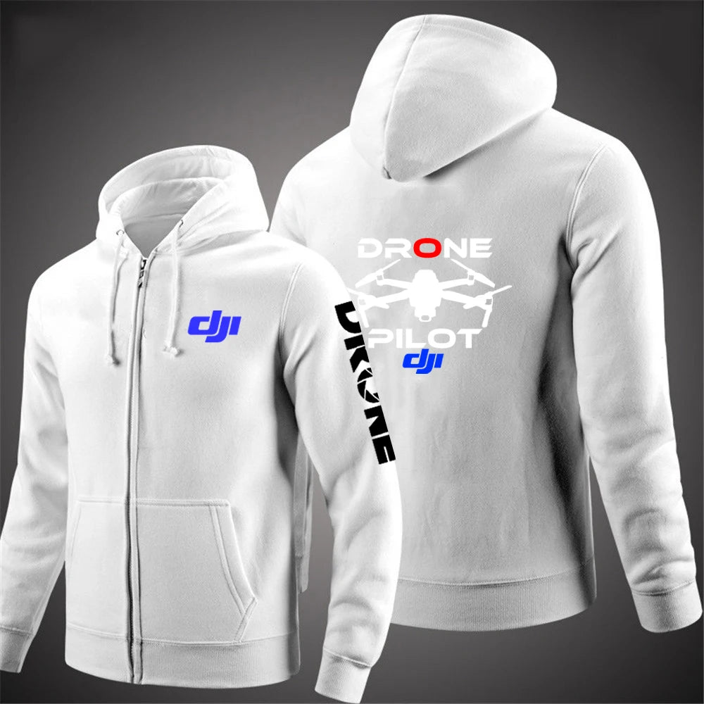 2025 Handsome Long Sleeve Coat Spring And Autumn Man's Versatile Hoodies Dji Drone Pilot Logo Print Comfortable Hooded Jacket