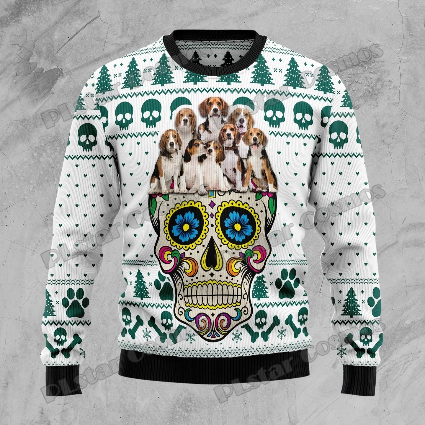 Autumn Winter Unisex Casual Knit Pullover Sweater Skull Yinyang Christmas 3D Printed Men's Ugly Christmas Sweater KMY17